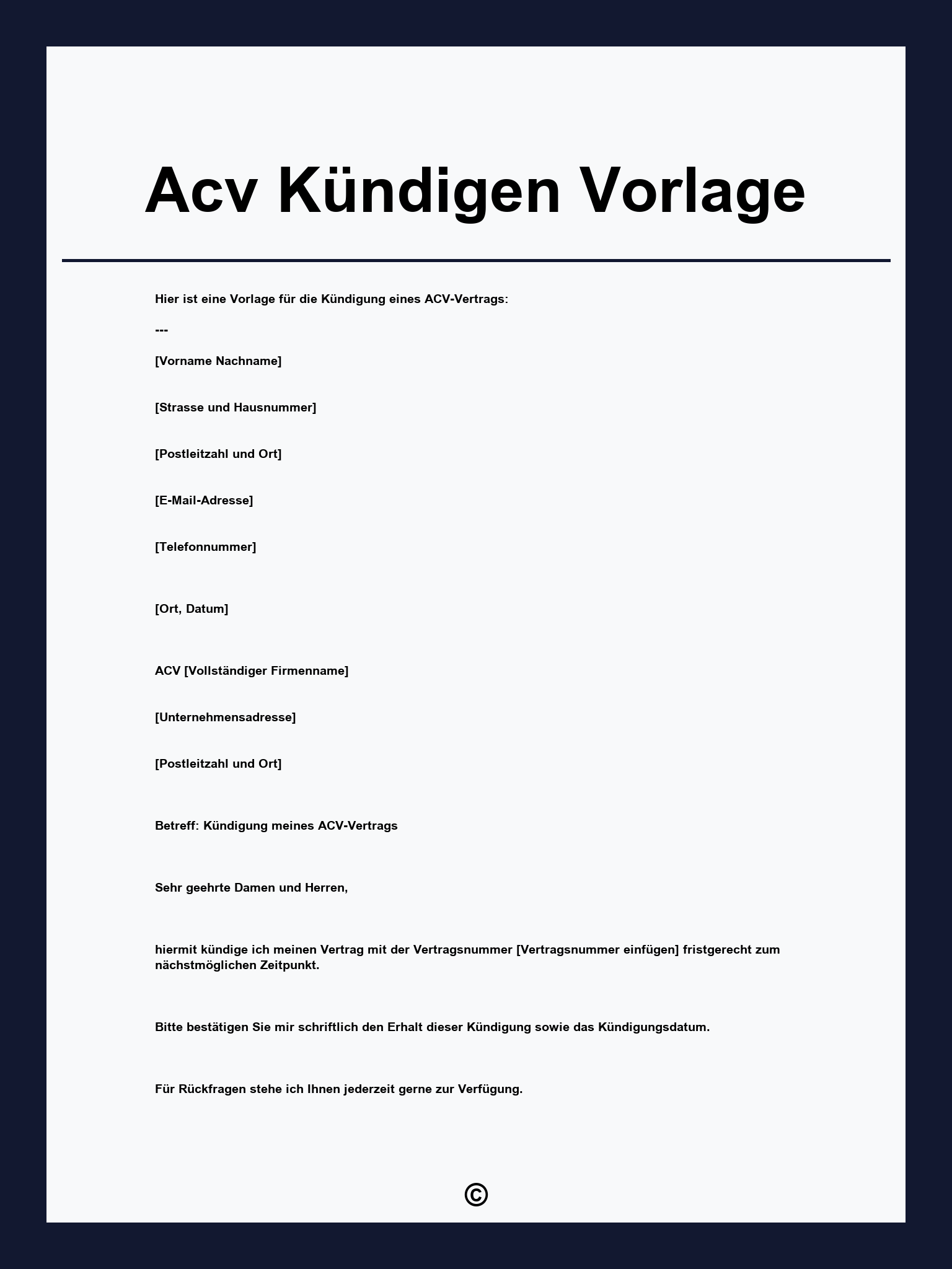 Acv Kündigen Vorlage