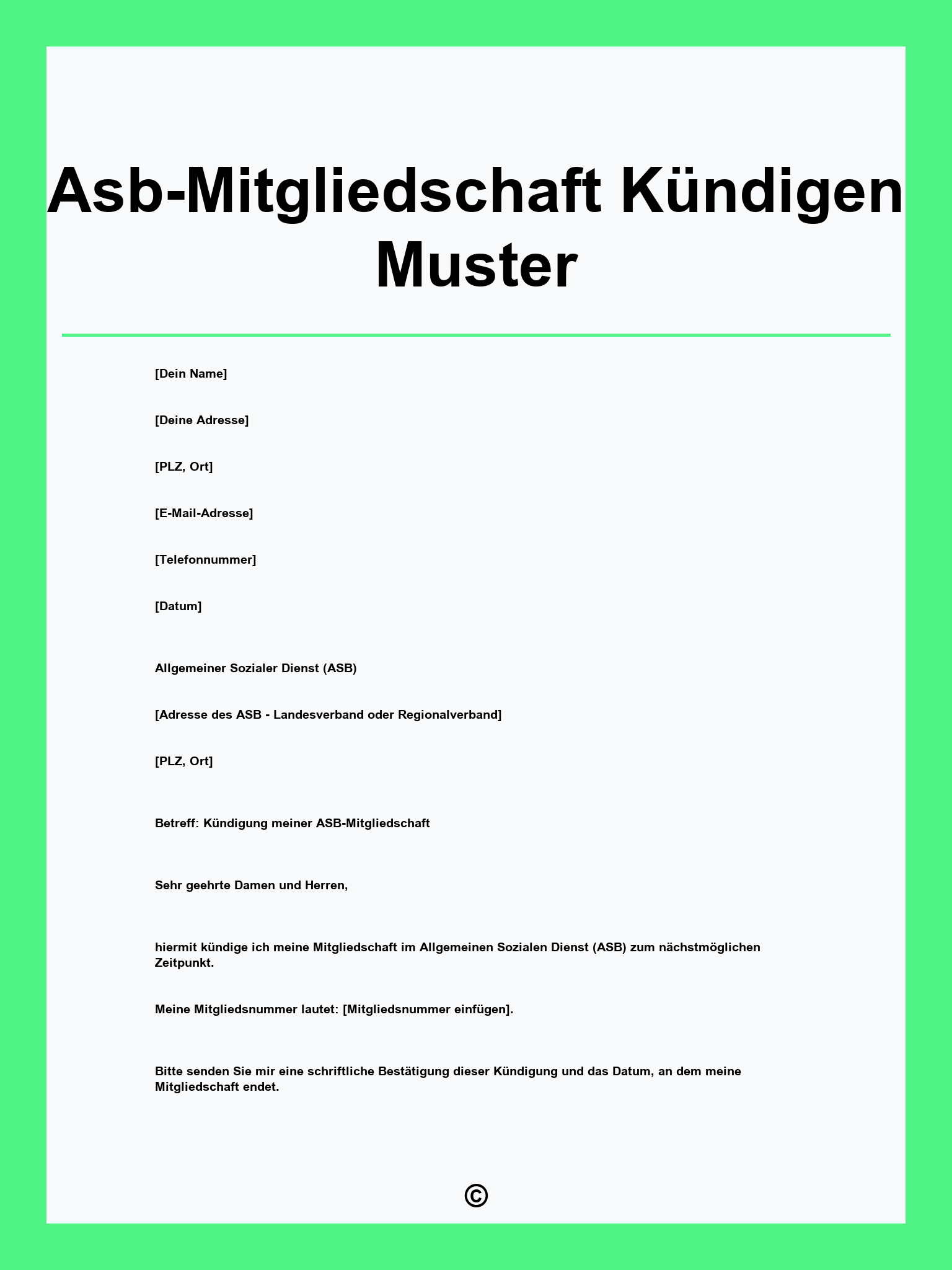 Asb-Mitgliedschaft Kündigen Muster