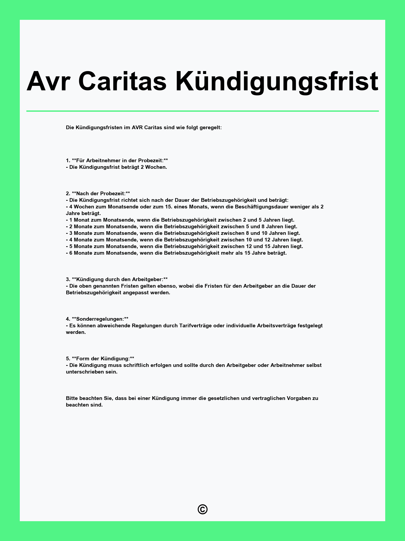 Avr Caritas Kündigungsfrist