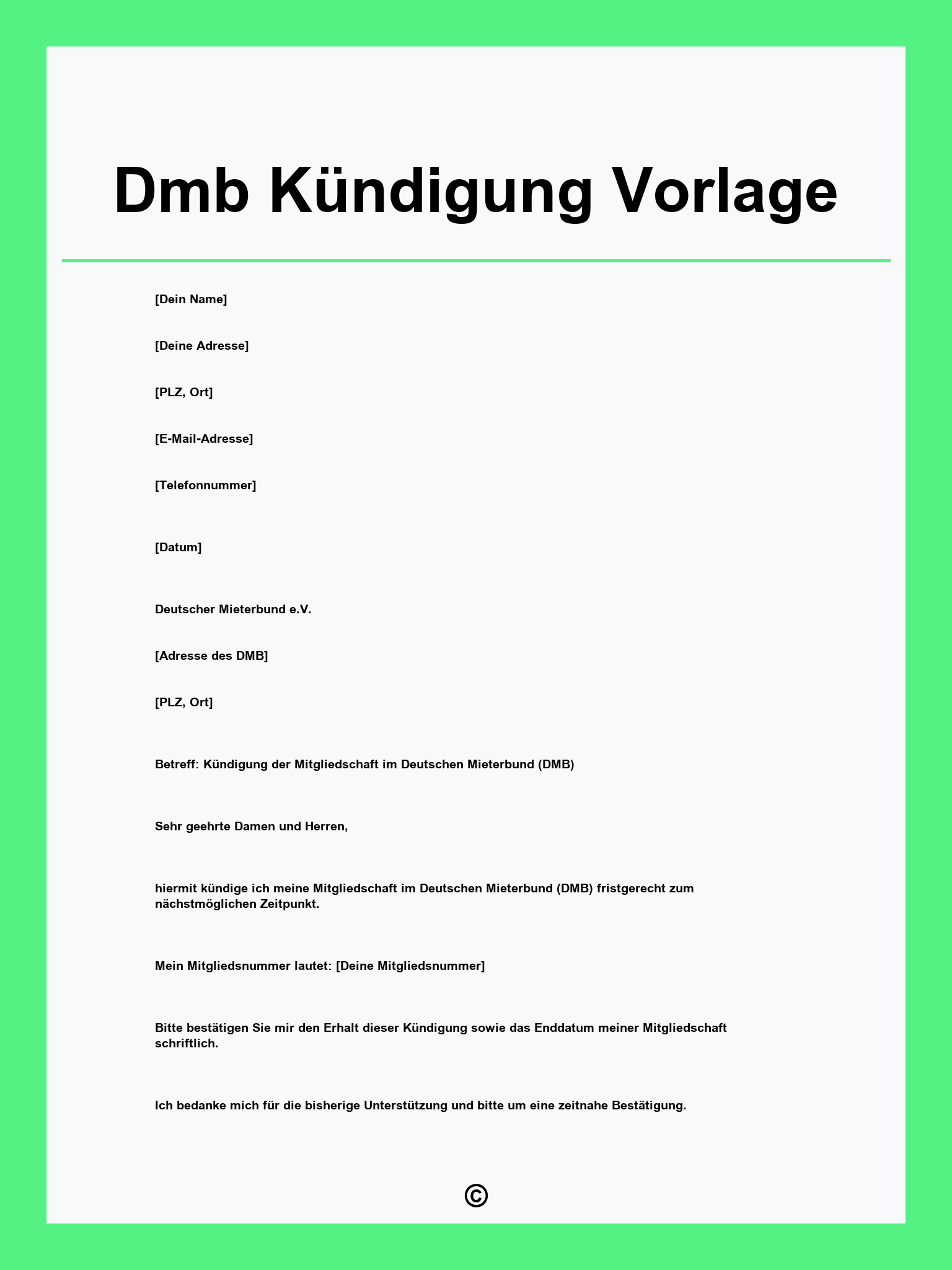 Dmb Kündigung Vorlage