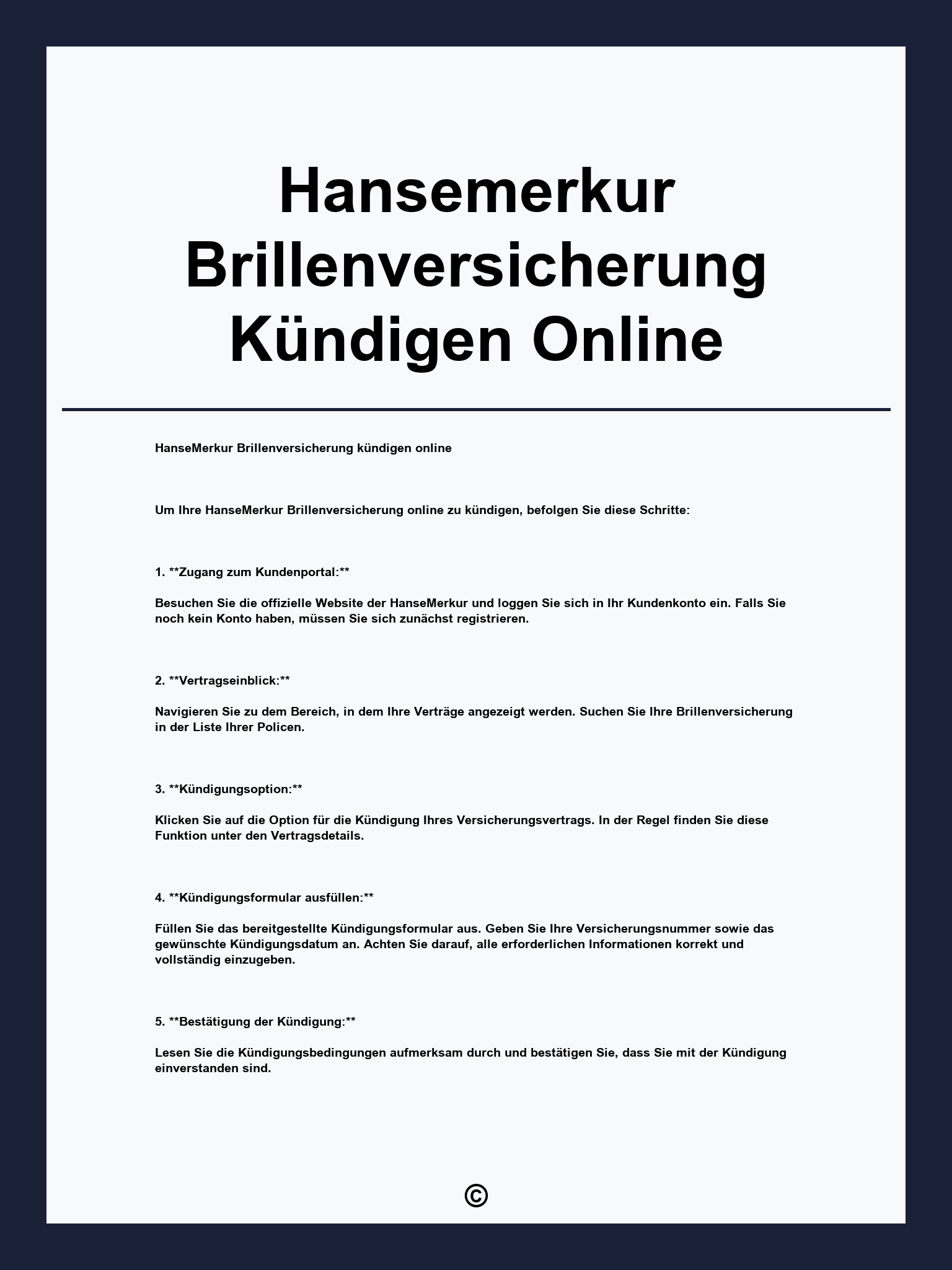 Hansemerkur Brillenversicherung Kündigen Online