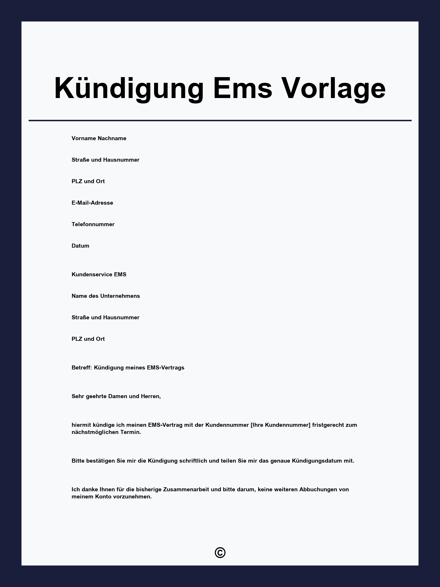Kündigung Ems Vorlage
