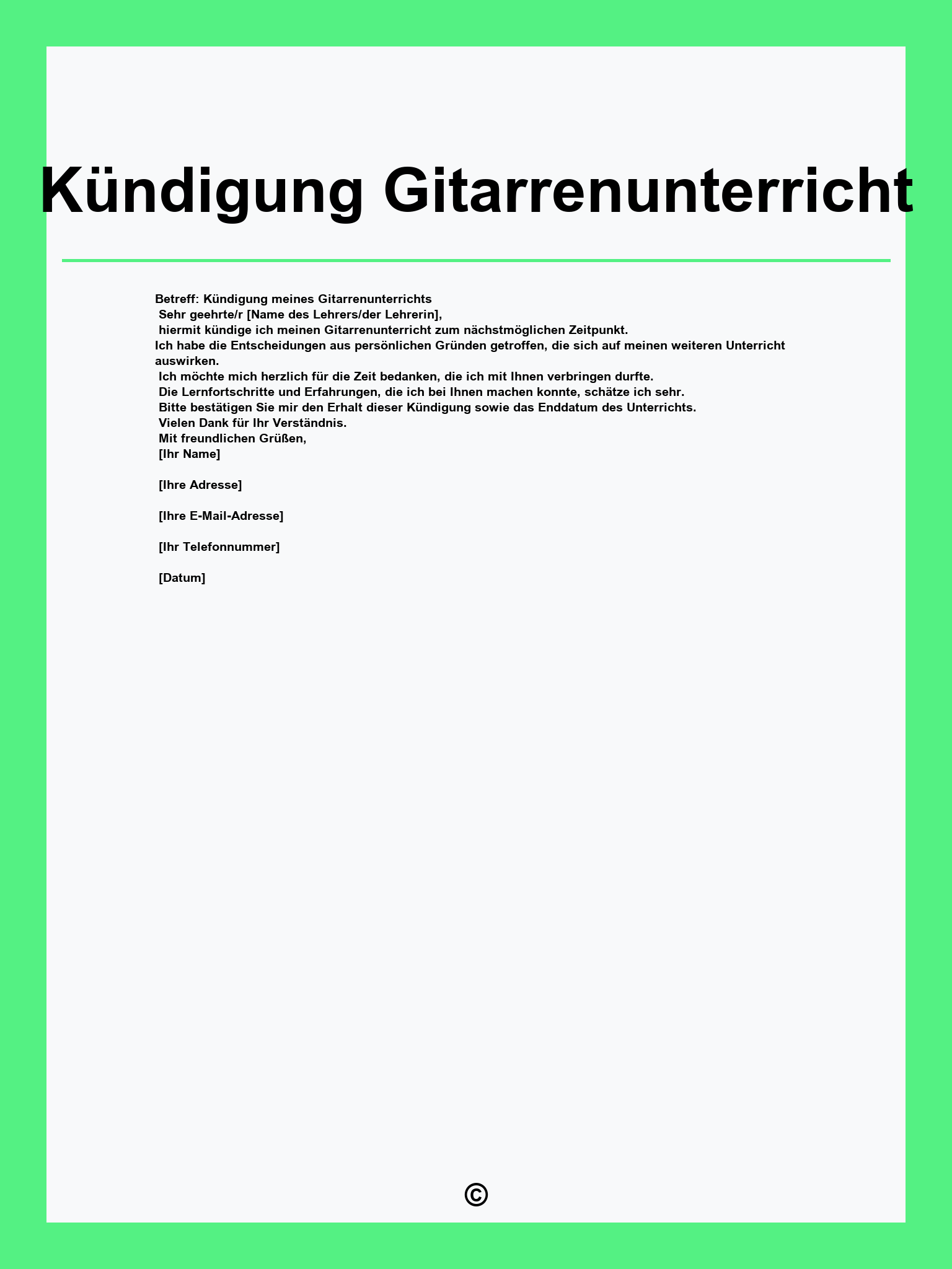 Kündigung Gitarrenunterricht