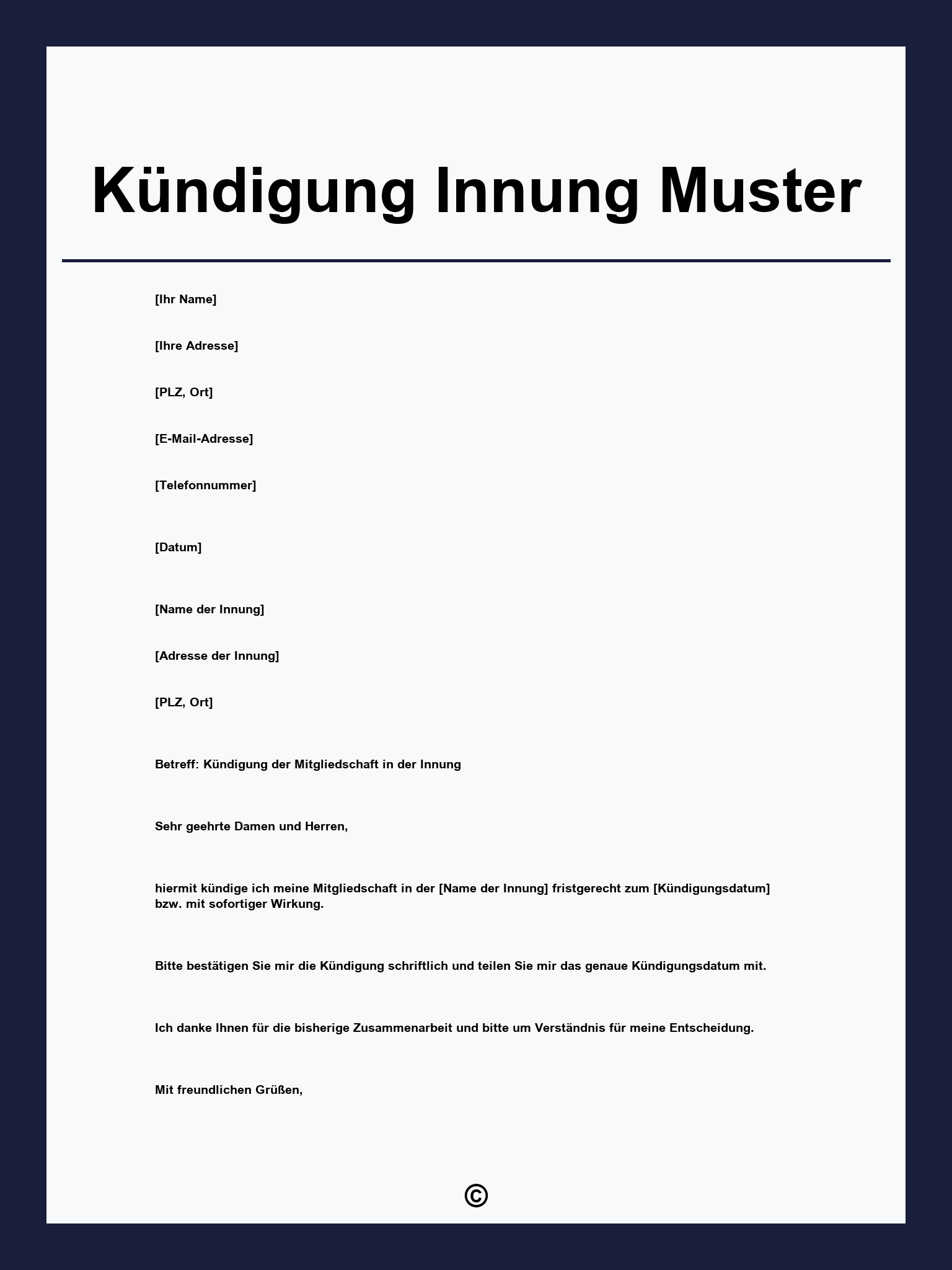 Kündigung Innung Muster