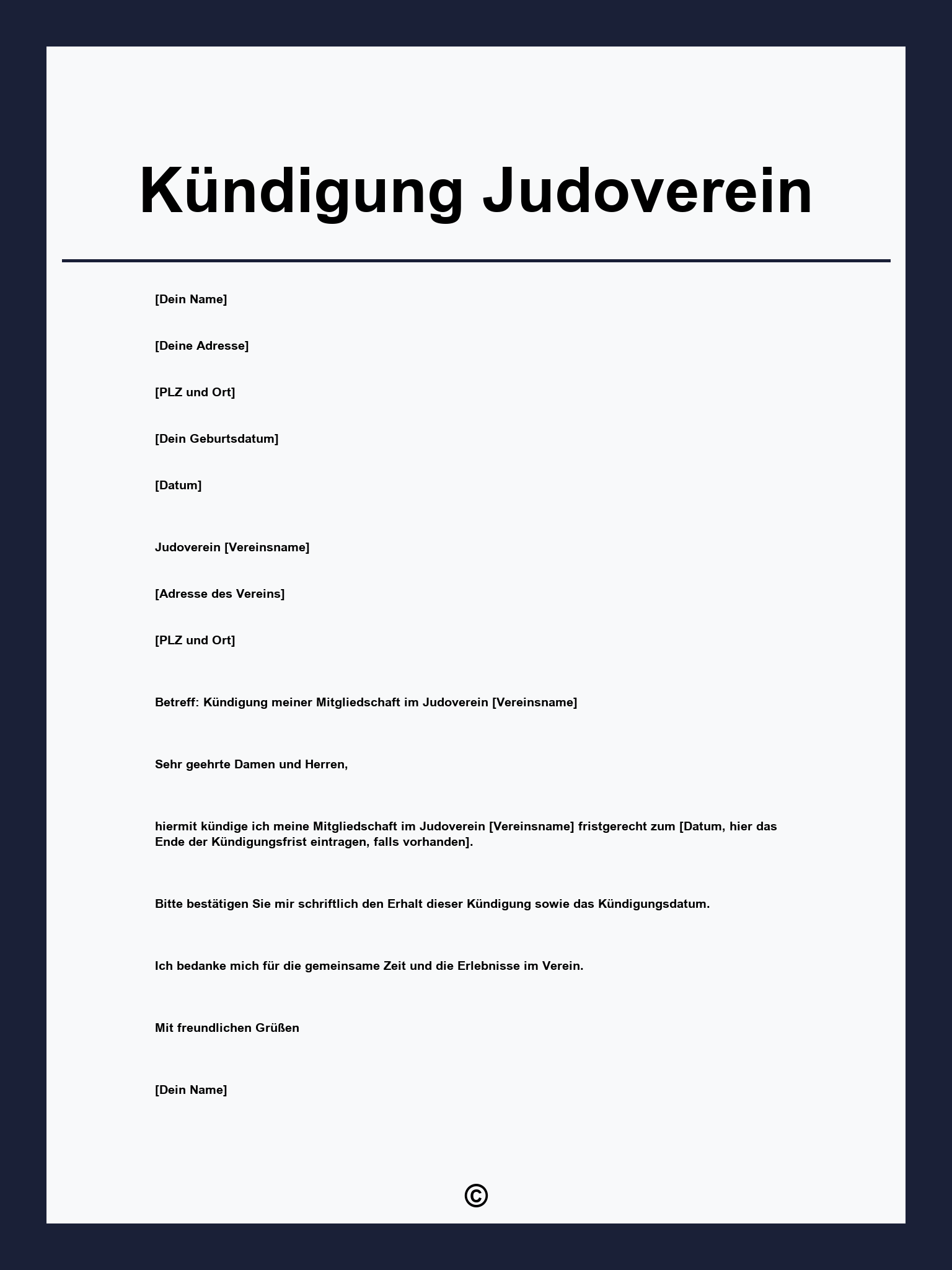 Kündigung Judoverein