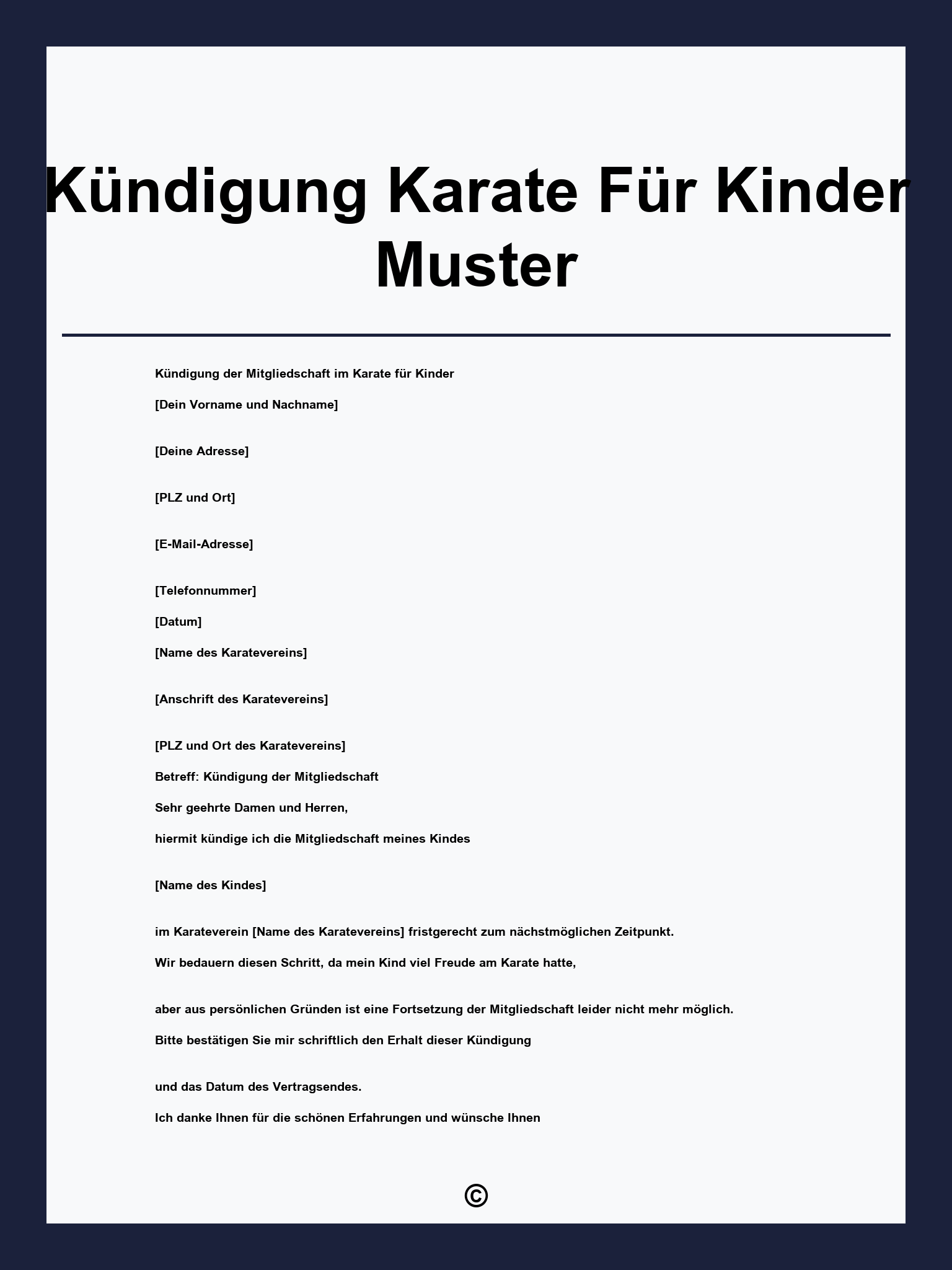 Kündigung Karate Für Kinder Muster
