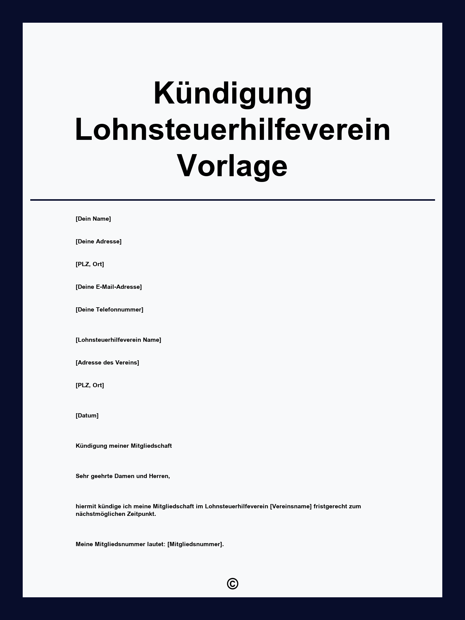 Kündigung Lohnsteuerhilfeverein Vorlage