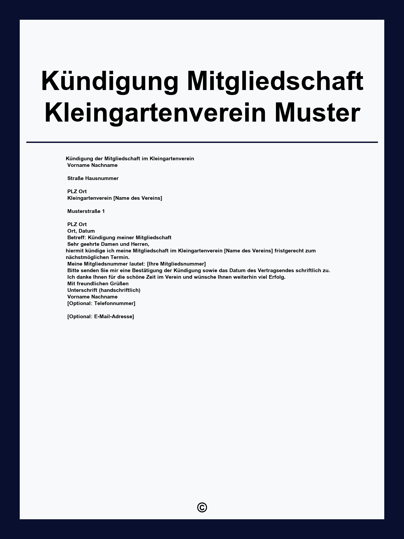 Kündigung Mitgliedschaft Kleingartenverein Muster