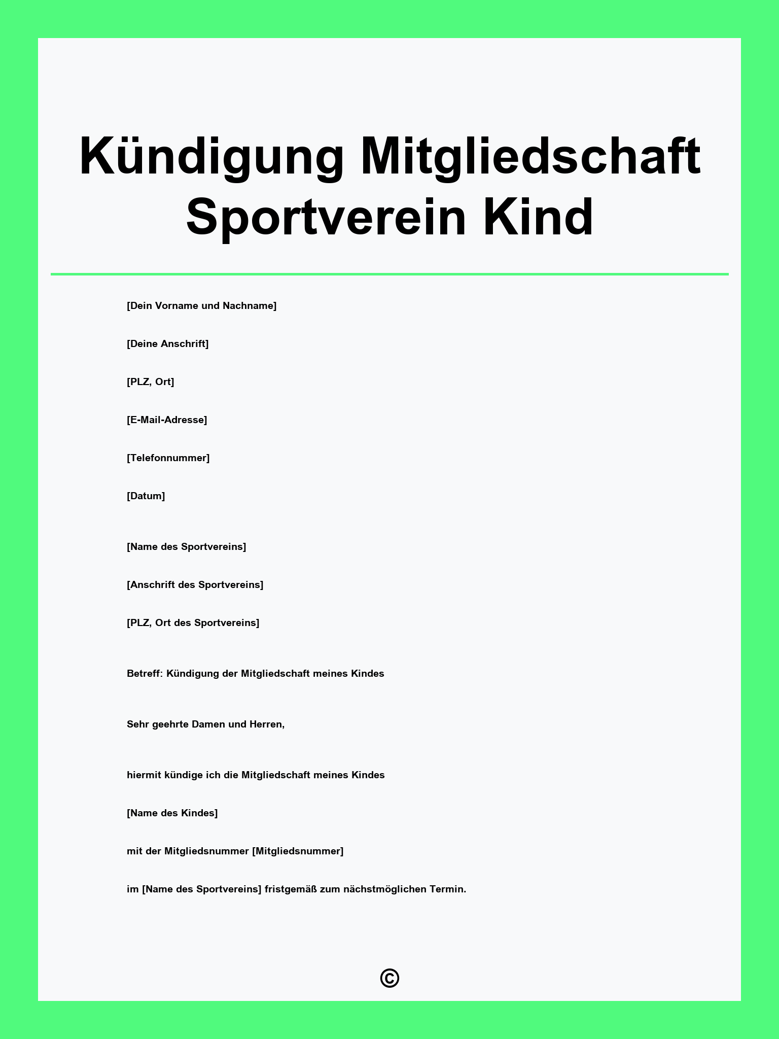 Kündigung Mitgliedschaft Sportverein Kind