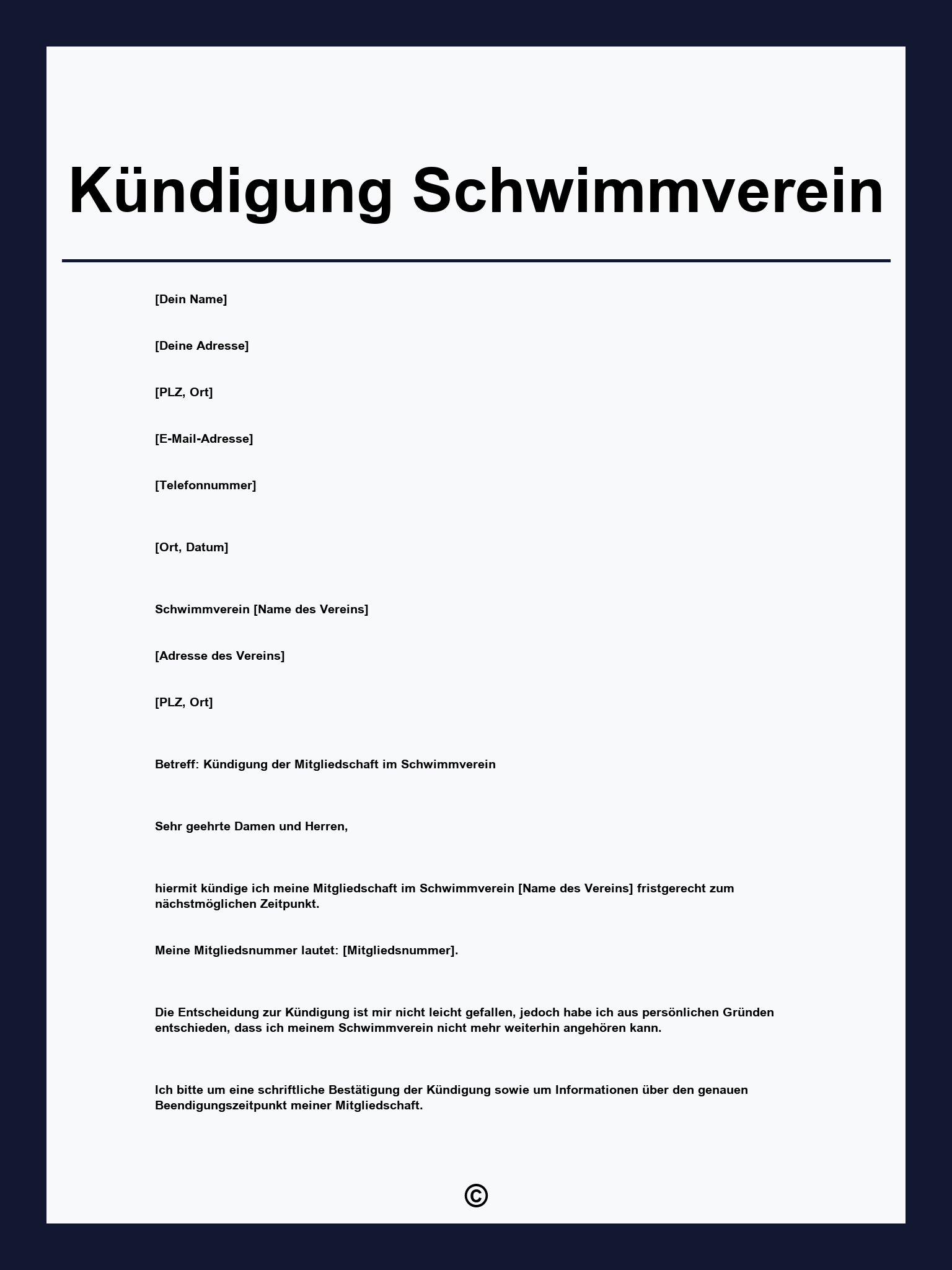 Kündigung Schwimmverein
