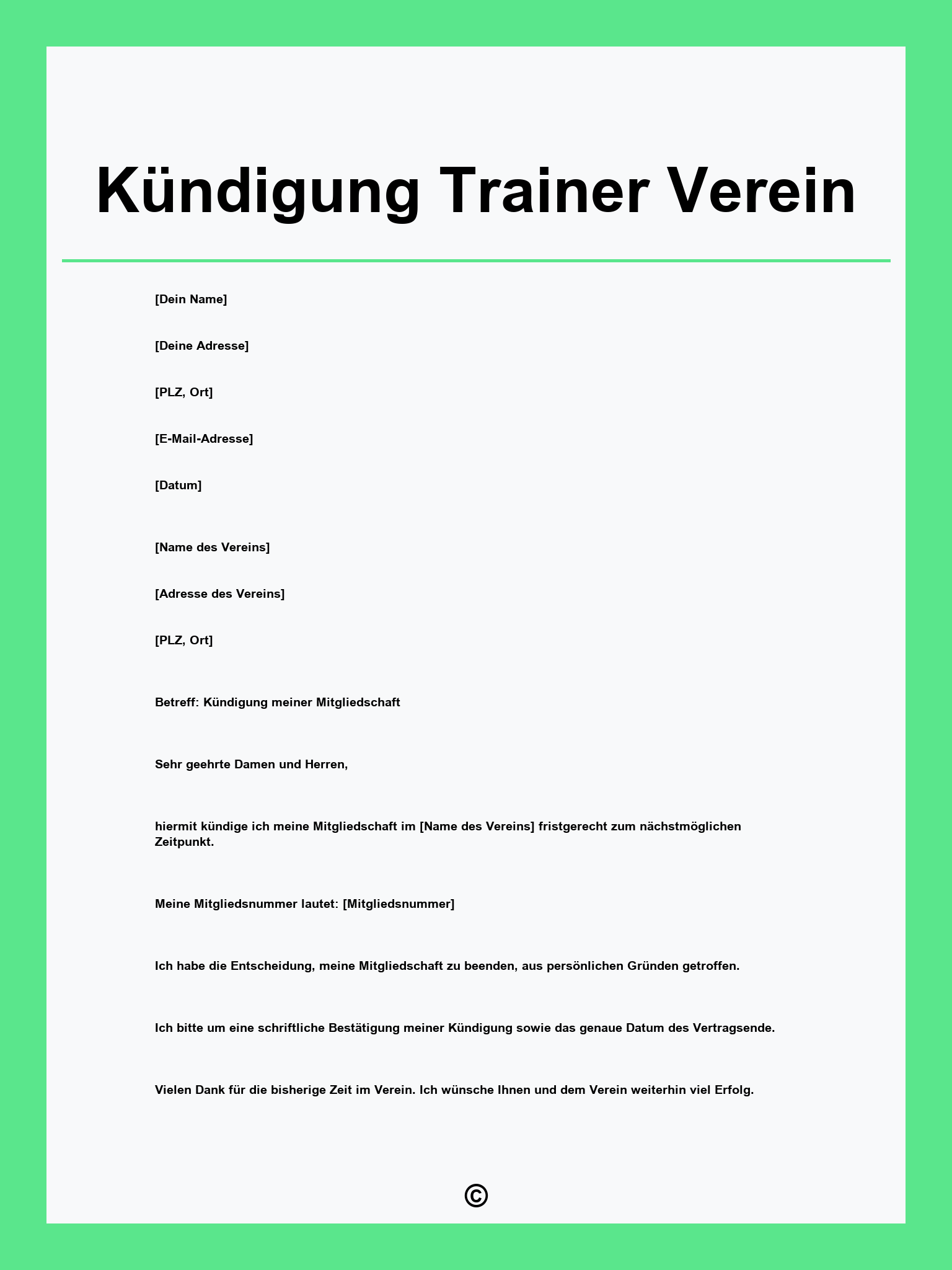 Kündigung Trainer Verein