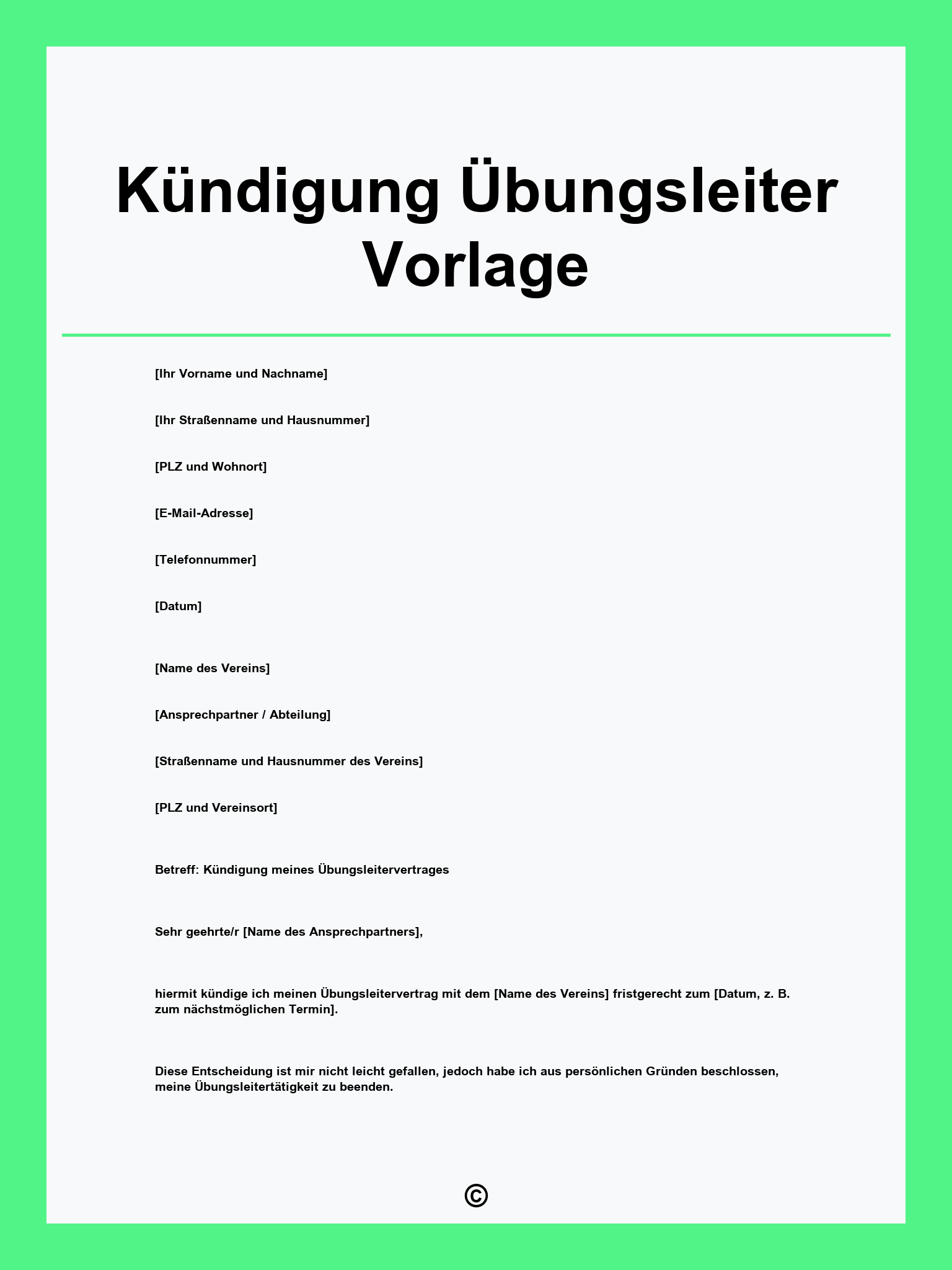 Kündigung Übungsleiter Vorlage