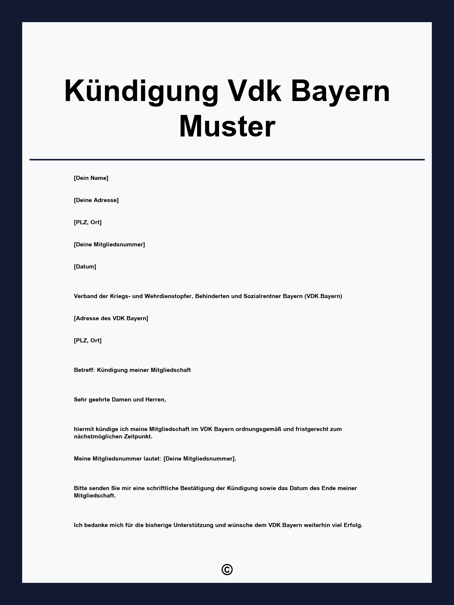 Kündigung Vdk Bayern Muster