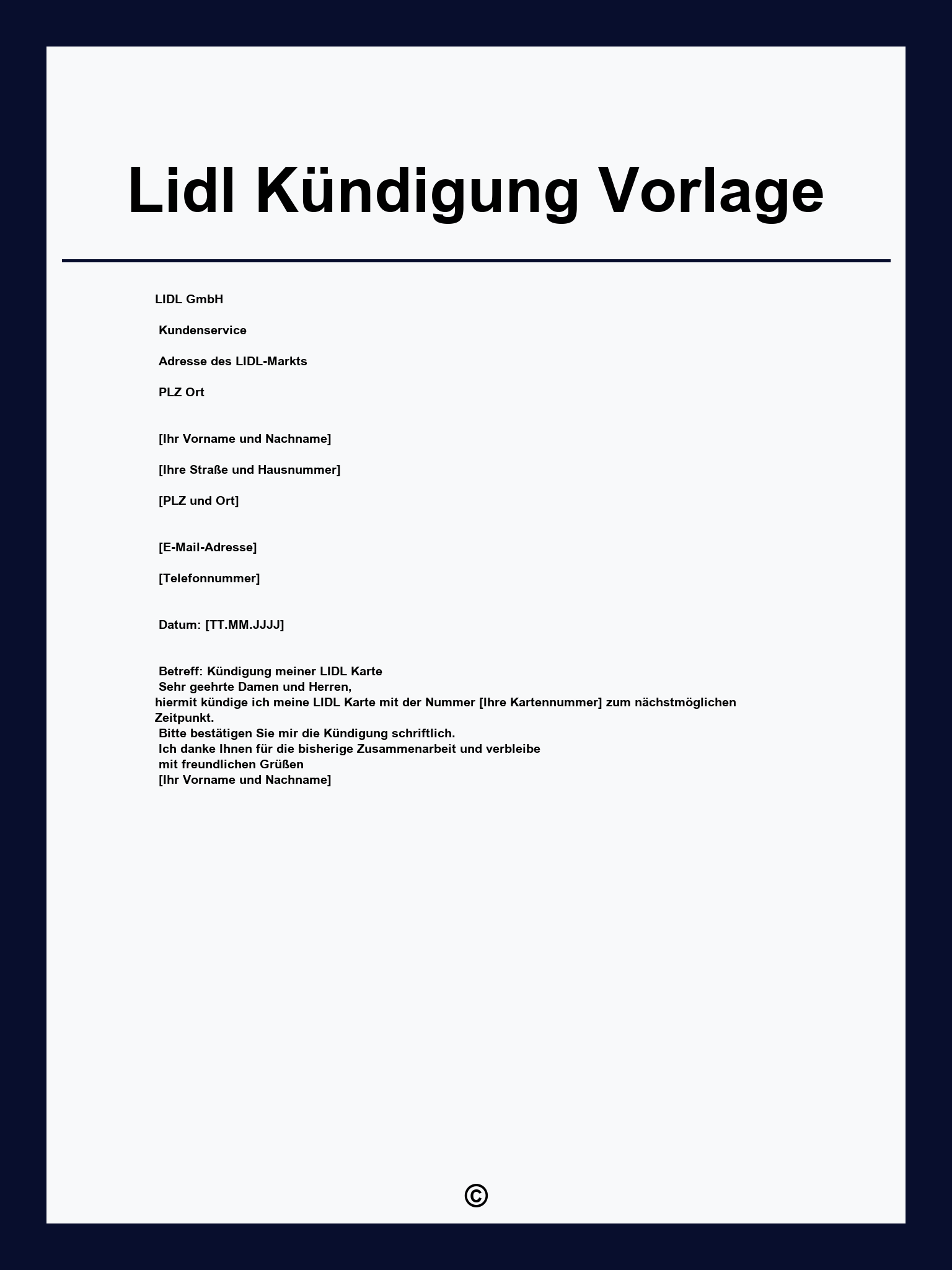 Lidl Kündigung Vorlage