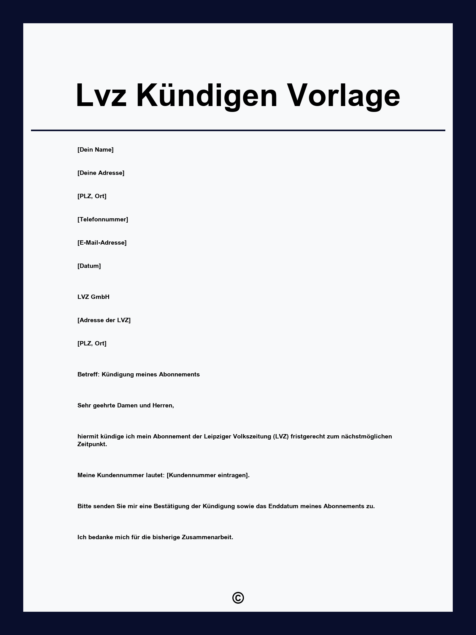 Lvz Kündigen Vorlage