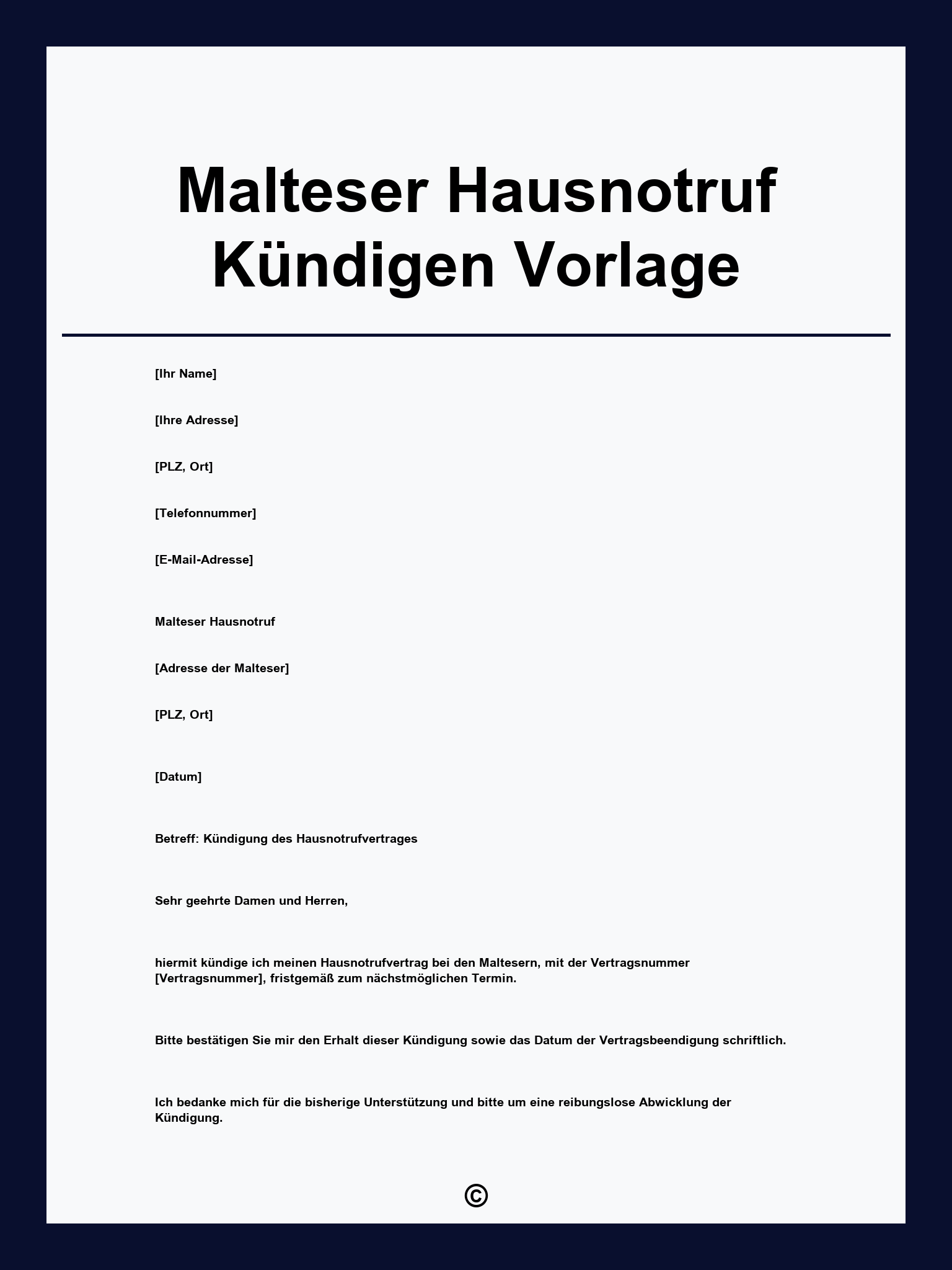 Malteser Hausnotruf Kündigen Vorlage