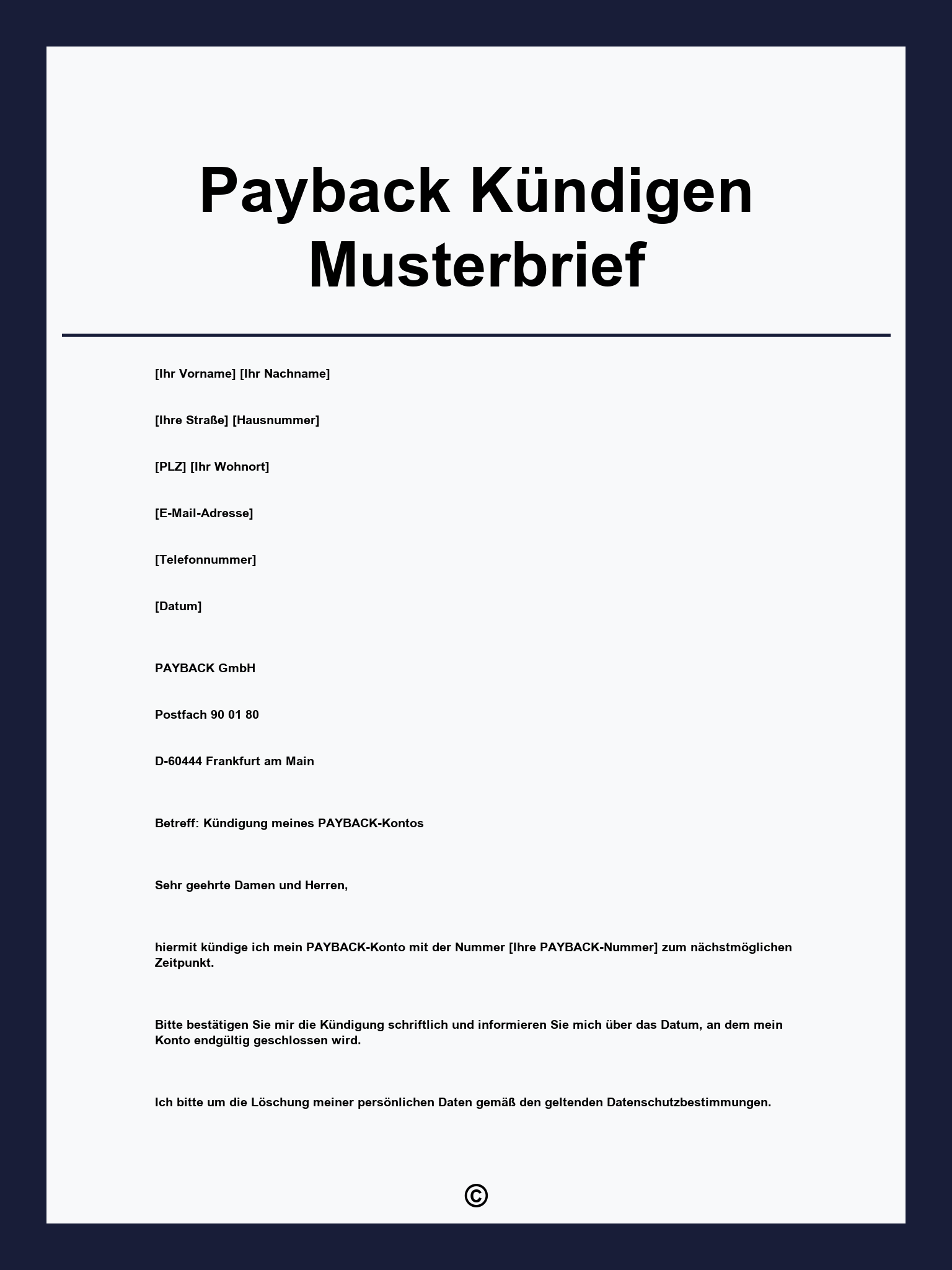 Payback Kündigen Musterbrief
