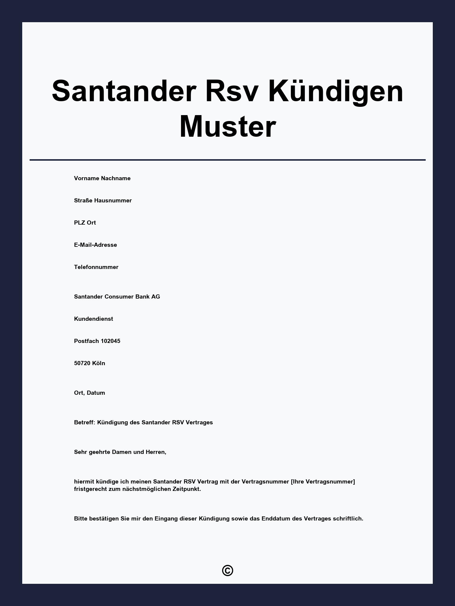 Santander Rsv Kündigen Muster
