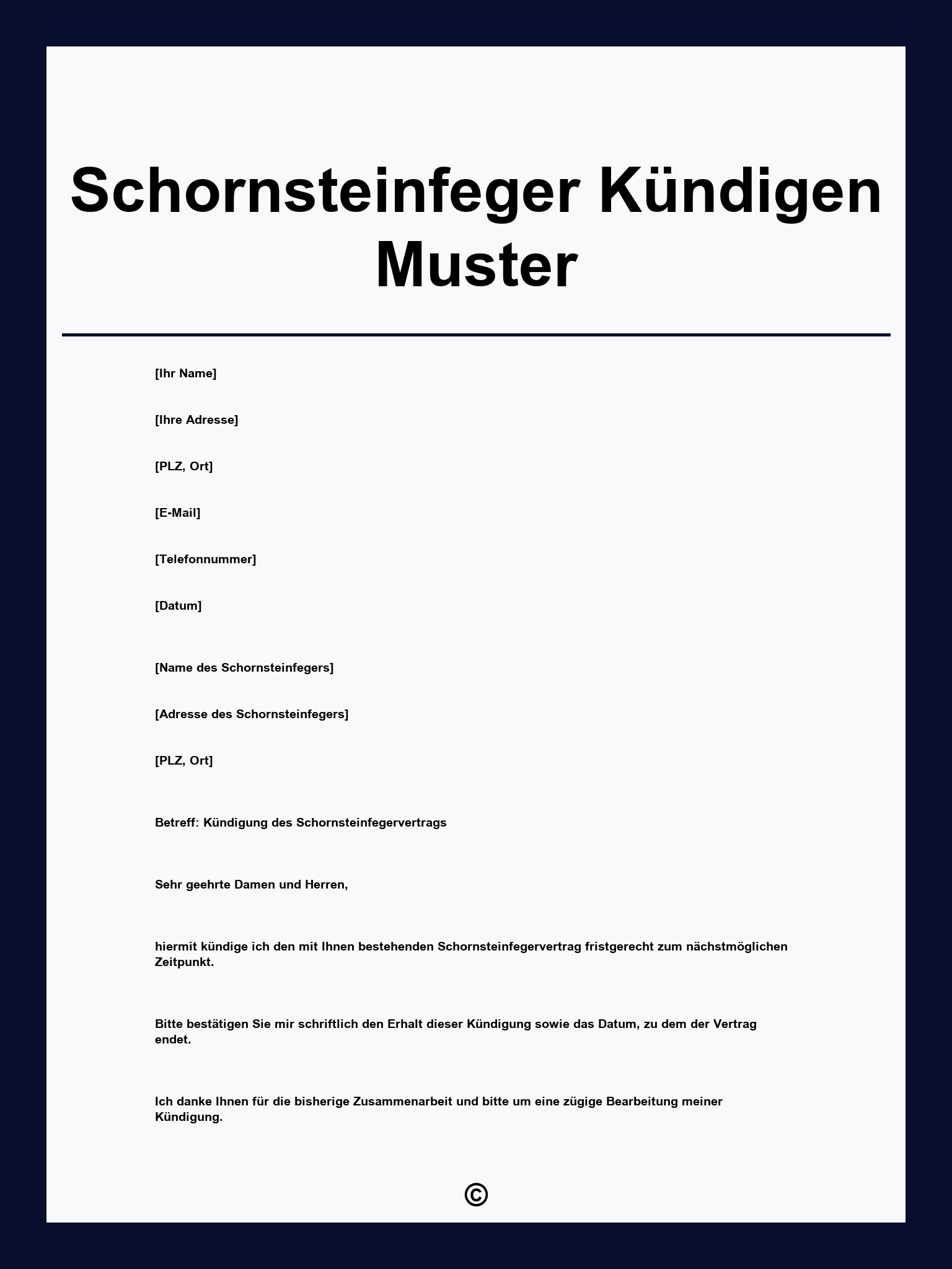 Schornsteinfeger Kündigen Muster