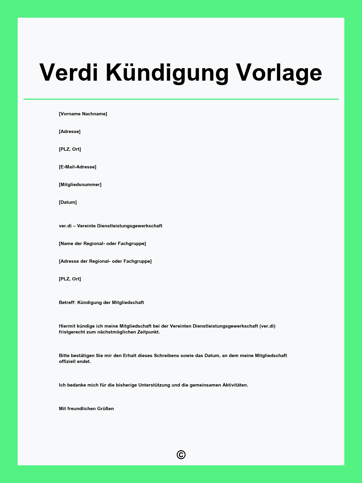 Verdi Kündigung Vorlage